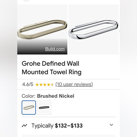 Grohe Brushed Nickel Towel Ring. Style is Defined. - Picture 2 of 2